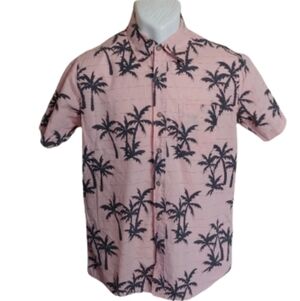 Ocean Current Peach Palm Tree Oxford Button Down Shirt Size Men's Small